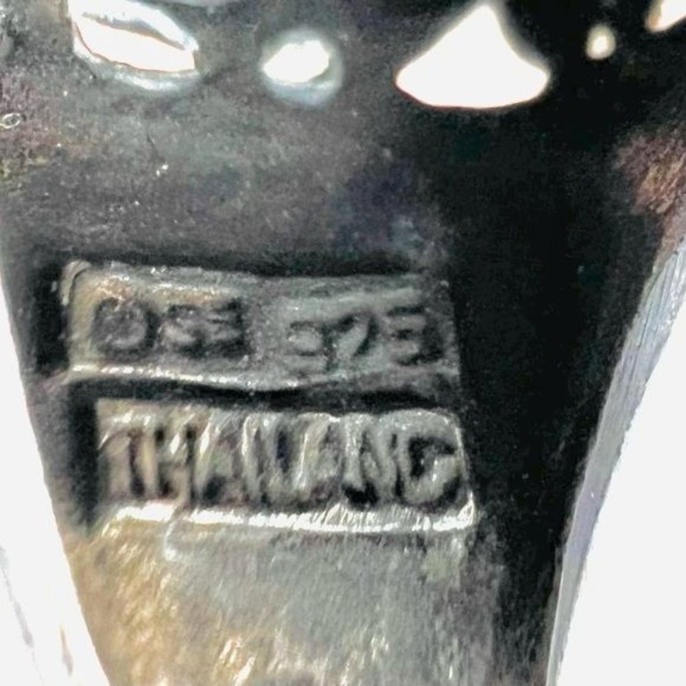 925 Thailand Silver Filigree Large Square Statement RingW/ Black Onyx Cabochon - Picture 13 of 13